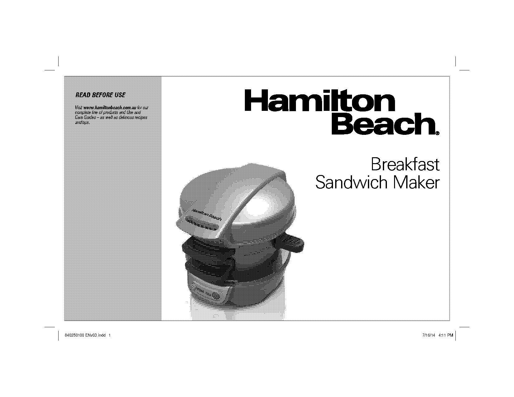 cooking instructions for hamilton beach breakfast sandwich maker